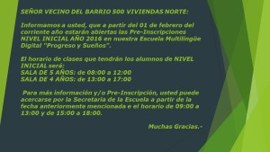 SEÑOR VECINO DEL BARRIO 500 VIVIENDAS NORTE